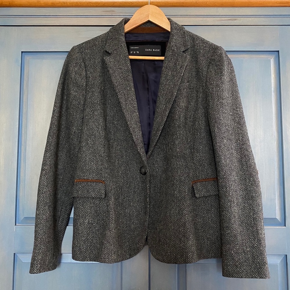 Zara herringbone wool blazer